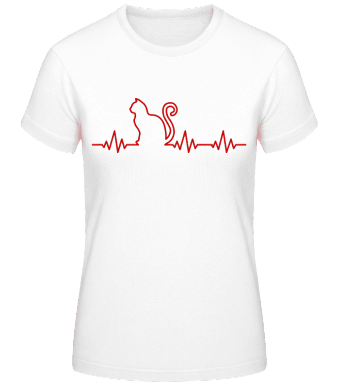 Preview: Heartbeat Cat - Women's Basic T-Shirt - White - Front