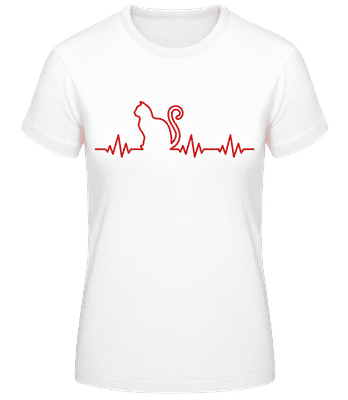 Katze Herzschlag - Frauen Basic T-Shirt - Weiß - Vorne