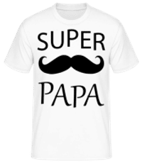 Super Papa Mustache - Männer Basic T-Shirt - Weiß - Vorne