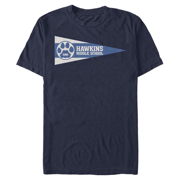 Aperçu: Netflix - Stranger Things - Hawkins Pennant Flag - Homme T-shirt - Bleu marine - Devant