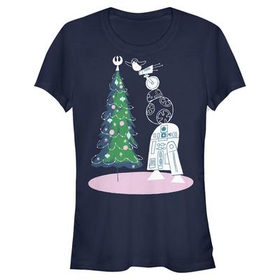 Star Wars - Droid Tree - Christmas - Women's T-Shirt - Navy - Front