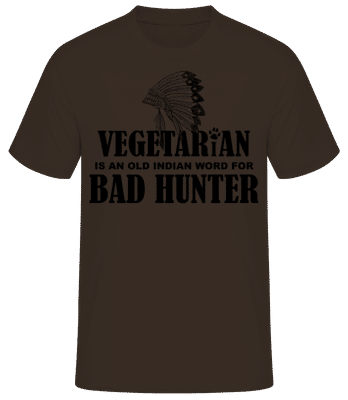 Vegetarian Bad Hunter Indian - Pánske tričko B&C - Hnedá - Predné