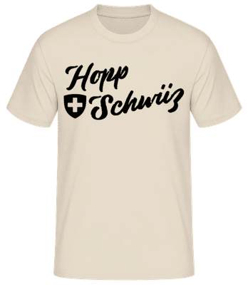Hopp Schwiiz - Männer Basic T-Shirt - Creme - Vorne