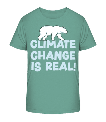 Climate Change Is Real - Detské bio tričko Stanley Stella 2.0 - Modrozelená - Predné