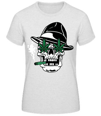 Weed Skull - Frauen Basic T-Shirt - Grau meliert - Vorne