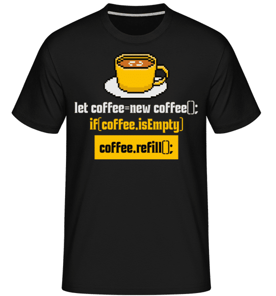 Aperçu: Coffee Refill Coding -  T-Shirt Shirtinator homme - Noir - Devant