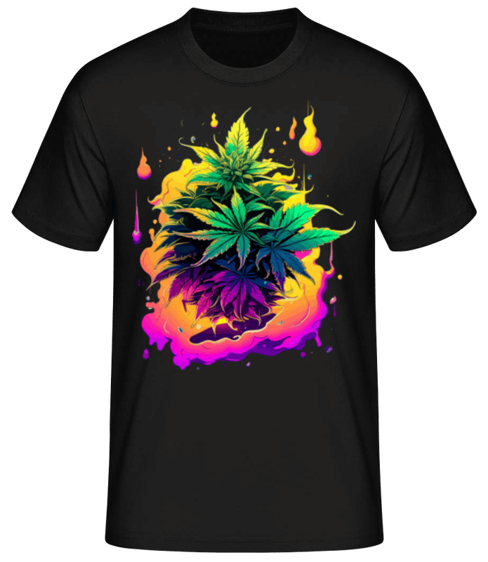 Vorschau: Regenbogen Cannabis Blüten - Männer Basic T-Shirt - Schwarz - Vorne