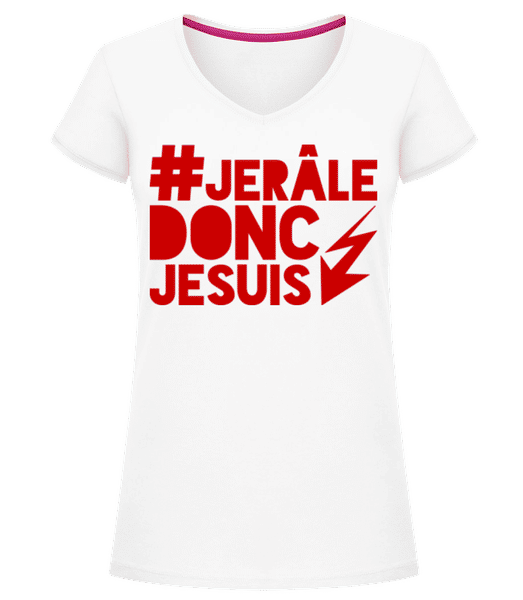 Aperçu: Donc Je Suis - T-shirt col en V Femme - Blanc - Devant