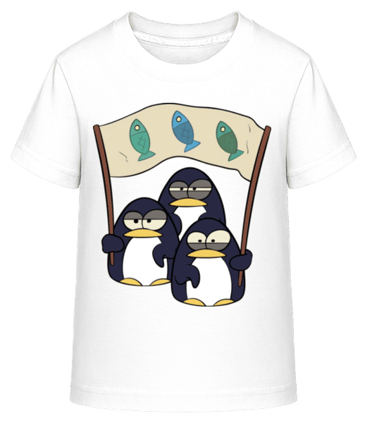 Aperçu: Les Pingouins Attendent Les Poissons - T-shirt shirtinator Enfant - Blanc - Devant