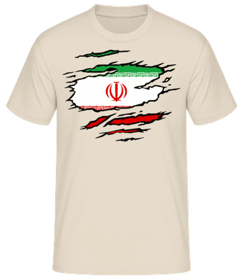 Ripped Flag Iran - Men's Basic T-Shirt - Cream - Front