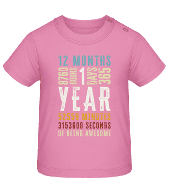 1 Year 12 Months - Baby T-Shirt - Pink - Front
