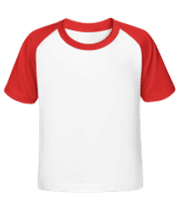 Kinder Baseball T-Shirt - Weiß / Rot - Vorne