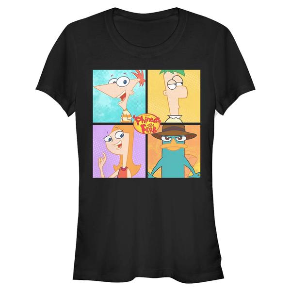 Aperçu: Disney Classics - Phinéas et Ferb - Skupina 4 Character Boxup - Femme T-shirt - Noir - Devant