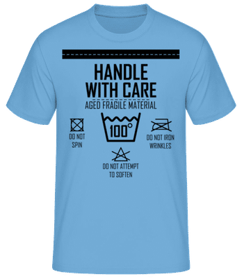 Handle With Care 100 - Pánske basic tričko - Svetlo modrá - Predné