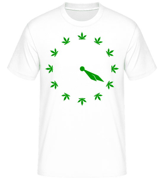 Aperçu: Cannabis 420 Horloge -  T-Shirt Shirtinator homme - Blanc - Devant