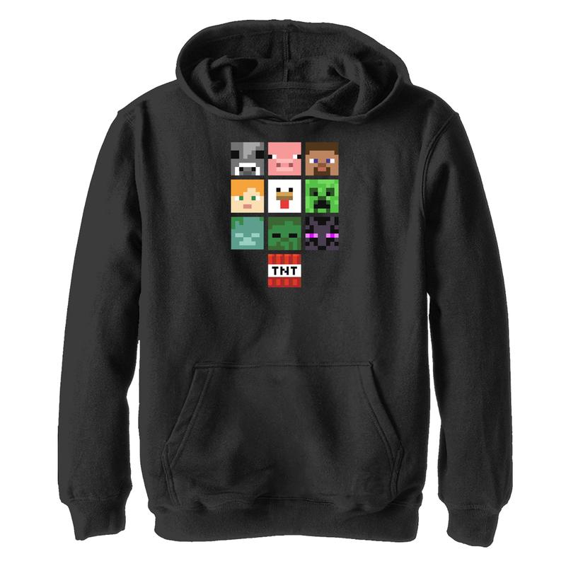 Vorschau: Minecraft - All The Big Faces - Kinder Hoodie - Schwarz - Vorne