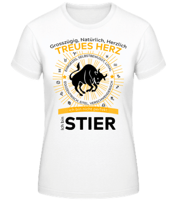 Sternzeichen Stier Orange - Frauen Basic T-Shirt - Weiß - Vorne