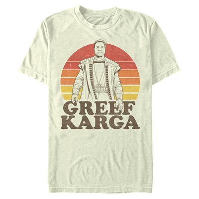 Star Wars - Mandalorian - Greef Karga 70S Retro Sunset Greef - Pánské Tričko - Krémová - Napřed