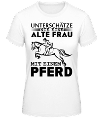 Alte Frau mit Pferd · Frauen Basic T-Shirt