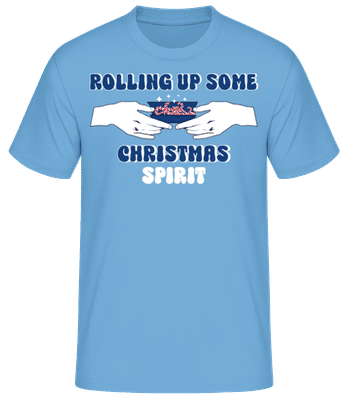 Rolling Up Some Christmas Spirit - Pánske basic tričko - Svetlo modrá - Predné