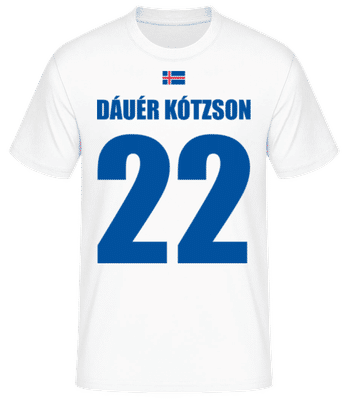 Island Fußball Trikot Dáuér Kótzson - Männer Basic T-Shirt - Weiß - Vorne
