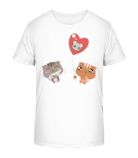 Cats Heart Balloon - Detské bio tričko Stanley Stella 2.0 - Biela - Predné