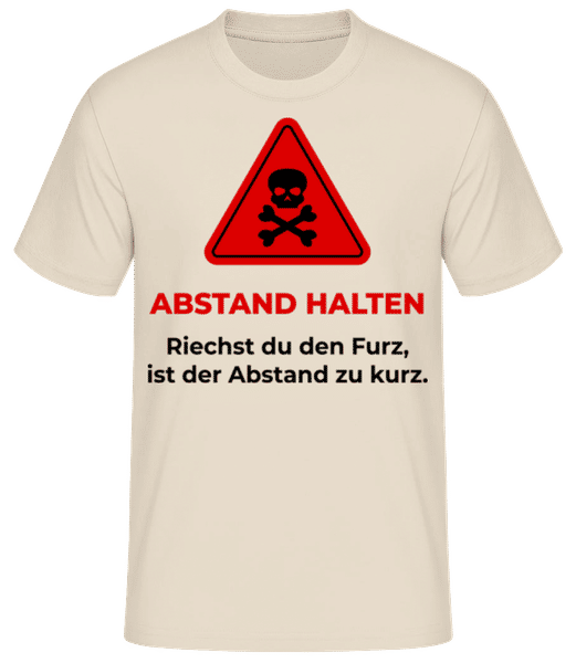 Vorschau: Abstand Halten Kurz Furz - Männer Basic T-Shirt - Creme - Vorne