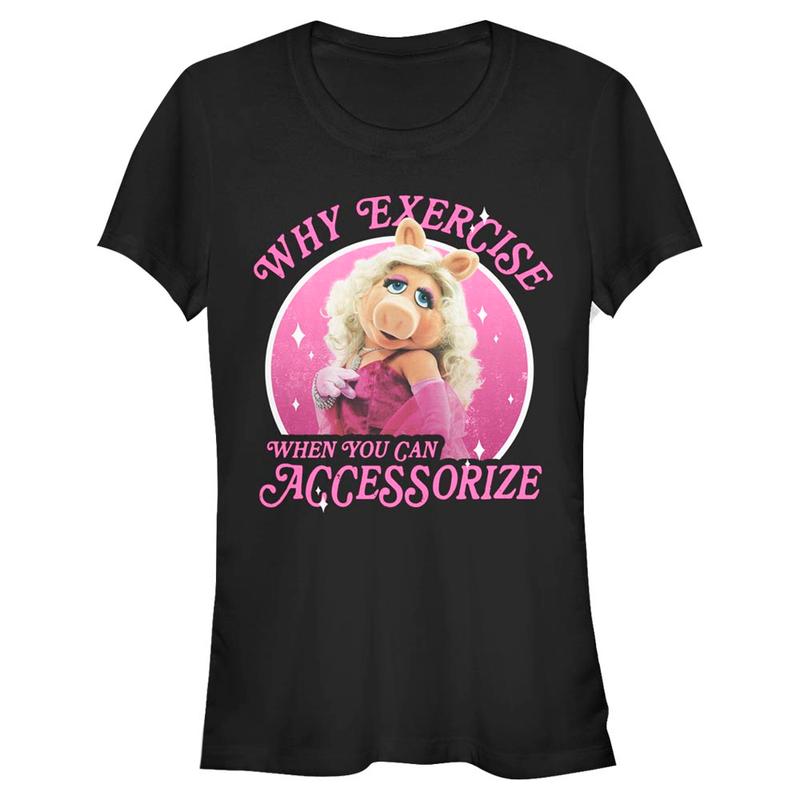 Vista previa: Disney Classics - Muppets - Miss Piggy Accessorized Piggy - Mujeres Camiseta - Negro - delante