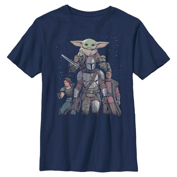 Aperçu: Star Wars - The Mandalorian - Skupina Mandalorian Movie Poster - Enfant T-shirt - Bleu marine - Devant