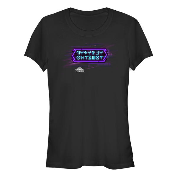 Aperçu: Marvel - Panthère noire Wakanda pour toujours - Logo Wakandan Text Neon - Femme T-shirt - Noir - Devant