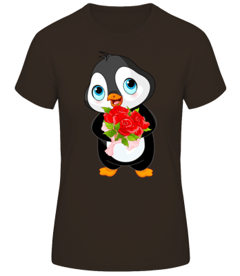 Cute Love Penguin - T-shirt standard Femme - Marron - Devant