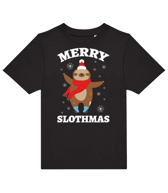 Náhľad: Merry Slothmas - Pánske tričko B&C - Čierna - Predné