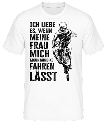 Ich Liebe Meine Frau Mountainbike Fahren - Männer Basic T-Shirt - Weiß - Vorne