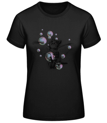 Chat Bulle De Savon - T-shirt standard Femme - Noir - Devant