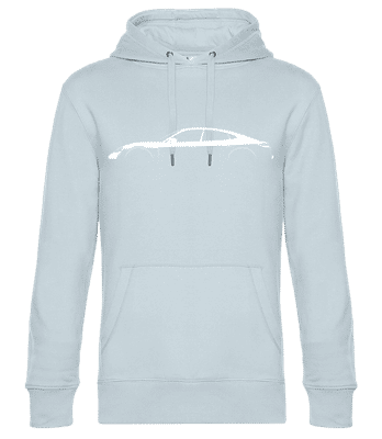 'Porsche Taycan Turbo S' Silhouette - Unisex Premium Hoodie - Light blue - Front