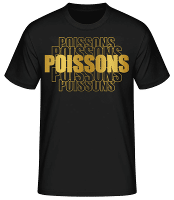 Écriture Doré Astrologique Poissons - T-shirt standard Homme - Noir - Devant