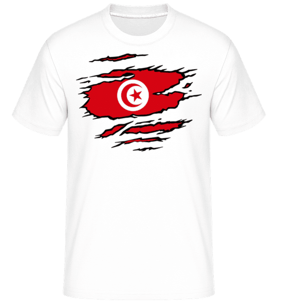 Aperçu: Drapeau déchiré Tunisie -  T-Shirt Shirtinator homme - Blanc - Devant