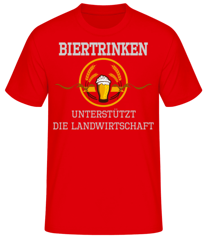 Vorschau: Bier Trinken Landwirtschaft - Männer Basic T-Shirt - Rot - Vorne