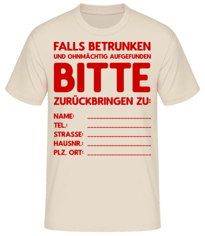 Vorschau: Falls Betrunken Aufgefunden - Männer Basic T-Shirt - Creme - Vorne