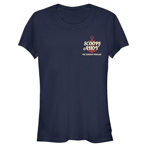 Aperçu: Netflix - Stranger Things - Logo Ahoy Ahoy - Femme T-shirt - Bleu marine - Devant