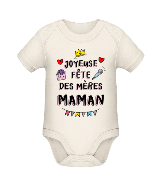 Aperçu: Joyeuse Fête Des Mères Maman - Body manches courtes bio - Crème - Devant