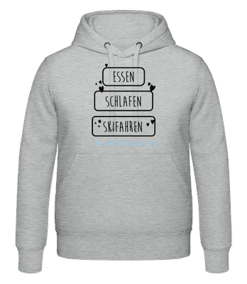 Essen Schlafen Skifahren - Unisex Hoodie - Grau meliert - Vorne