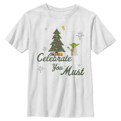 Star Wars - Yoda Celebrate You Must - Weihnachten - Kinder T-Shirt - Weiß - Vorne