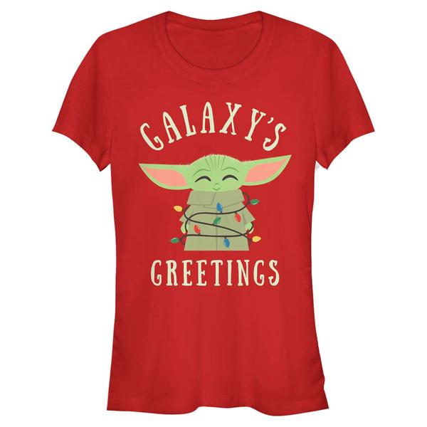 Aperçu: Star Wars - The Mandalorian - The Child Christmas Lights - Christmas - Femme T-shirt - Rouge - Devant
