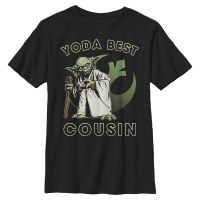 Star Wars - Yoda Best Cousin - Familie - Kinder T-Shirt - Schwarz - Vorne
