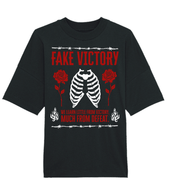 Fake Victory - Unisex bio oversized tričko Stanley Stella - Čierna - Predné