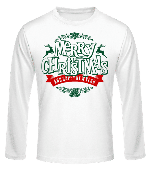Aperçu: Merry Christmas Label - T-shirt à manches longues standard Homme - Blanc - Devant