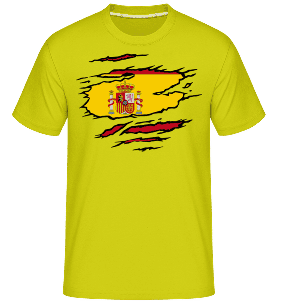 Aperçu: Drapeau déchiré Espagne -  T-Shirt Shirtinator homme - Citron vert - Devant