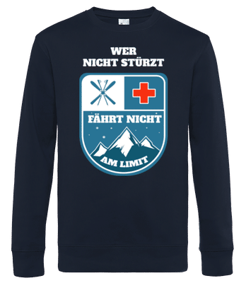 Skifahren Wer Nicht Stürzt Limit - Männer Standard Pullover - Marine - Vorne