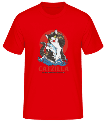 Catzilla Color - Camiseta básica para hombre - Rojo - delante